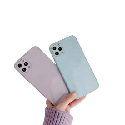 China Anti-falling Is pure color glass hot selling case is suitable for Apple 12mini/11Pro mobile phone case XR/7plus/se2 simple personality for sale