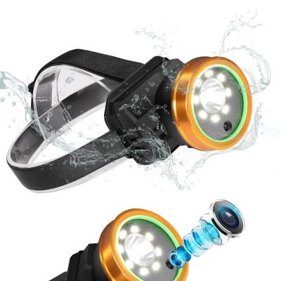 China Waterproof Super Bright Sports VCR Light Head Cam Waterproof/Waterproof Headlight Camera For Cycling Walking Climbing Camping Caving Fishing for sale