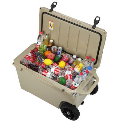 China Waterproof Delivery Cheap Price Trolley Hard Outdoor Ice Chest Cooler Box With Wheels for sale