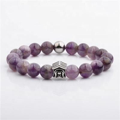 China FASHIONABLE Gemstone 8Mm Series Relations Stretch Amethyst Beaded Bracelet For Women Men for sale