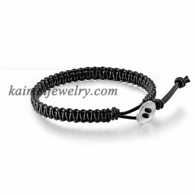 China Custom FASHIONABLE Braided Logo Adjustable Charm Wristband Braided Rope Bracelet for sale