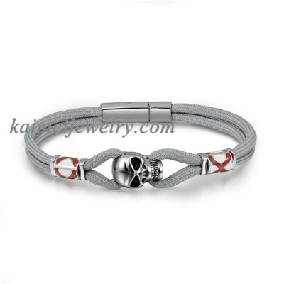 China Skull Logo Stainless Steel Vintage Men's Casual/Sporty Custom Bracelet for sale