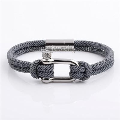 China Trendy Fashion Styles High End Knotted Shackles Mens Handmade Stainless Steel Rope Jewelry for sale