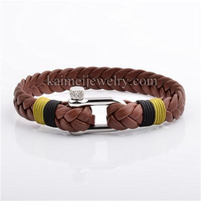 China Casual/Sporting High Quality Hand - Woven Stainless Steel Wholesale Buckle Braided Titanium Leather Strap for sale