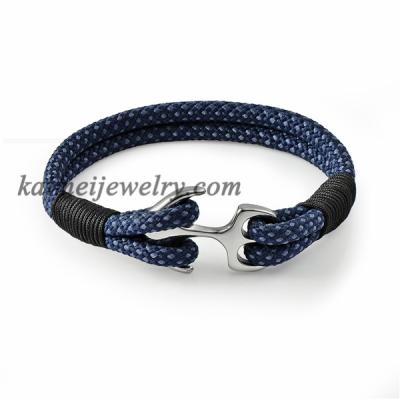 China New Fashion Simple Design Nylon Rope Bracelet Anchor Bracelet Casual/Sporty Stainless Steel Nylon Jewelry For Men for sale