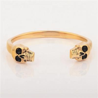 China Fashionable High Polished 316L Stainless Steel With Open Skull 18K Gold Bracelet for sale