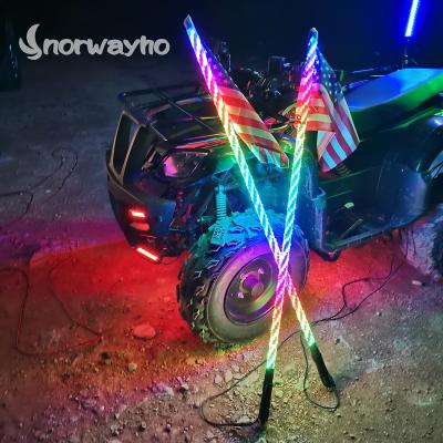 China Smart Phone Control LED Whip Flag Dancing RGB Color On ATV LED Lighted Whip 4FT for sale