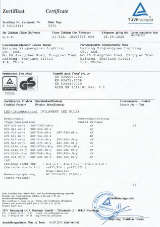 GS - Haining Xin Guang Yuan Lighting Technology Co., Ltd.