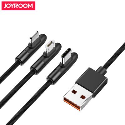 China 3 in 1 Cable Joyroom Mobile Phone Micro USB Cable 90 Degree Right Angle Retractable USB Charging Cable 3 in 1 for sale