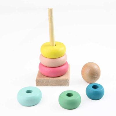 China DIY TOY 2022 Hot Sale Early Educational Toys Wooden Rainbow Stacking Ring Tower Game Blocks Baby Montessori Toys Kids for sale