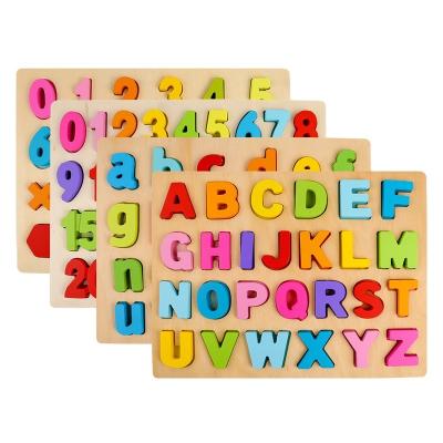 China Factory Safe Customize Kids Creative Alphabet Wood Puzzles ABC Letter And Number Montessori Learning Educational Board Toys for sale