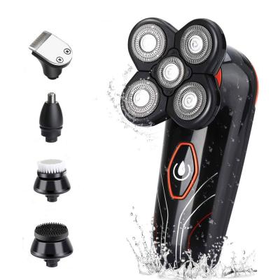 China Fast Cut Electric Shaver Bald Head Shaver 5 in 1 Men Grooming Set Wet Dry Waterproof Hair Trimmer Brush Facial Razor for sale