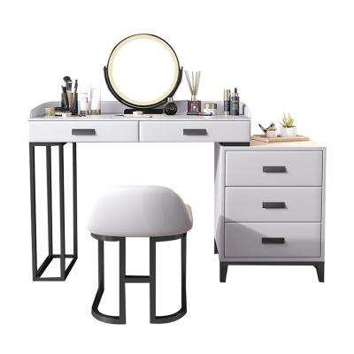 China 2021 Best Selling Stylish Storage Make Up Table Set Modern Bedroom Nightstands Mirror Dressing Table With Stool for sale