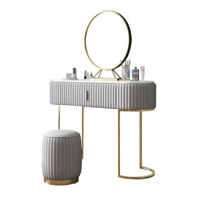 China Simple Stylish Modern Storage Dresser Stainless Steel Feet Mirrored Stool Dresser Set for sale