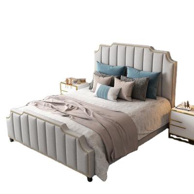 China Soft Price Favorable High Quality Leather Furniture Design King Queen Size Fabric Luxury Headboard Bed for sale