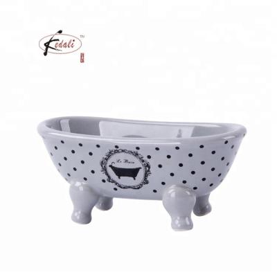 China New 2020 Wholesale Cheap Durable Bathroom Products Mini Bathtub Shaped Ceramic Soap Dish For Soap Box Holder for sale