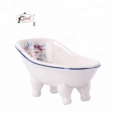 China Mini Modern Ceramic Stoneware Bathtub Soap Dish Soap Holder for sale