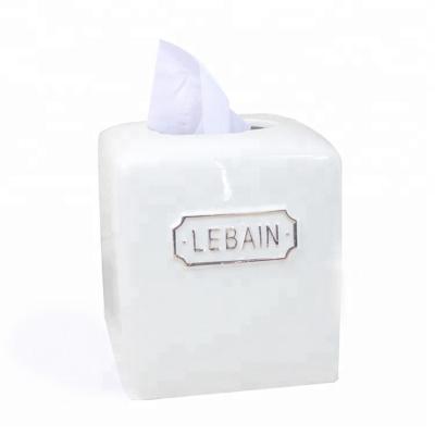 China Modern White Ceramic Rectangular Tissue Box Napkin Holder for sale