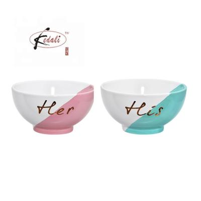 China Sustainable Household Ceramic Dinner Bowls Porcelain Round Bowls Cereal Salad Custard Soups Rice Bowl for sale