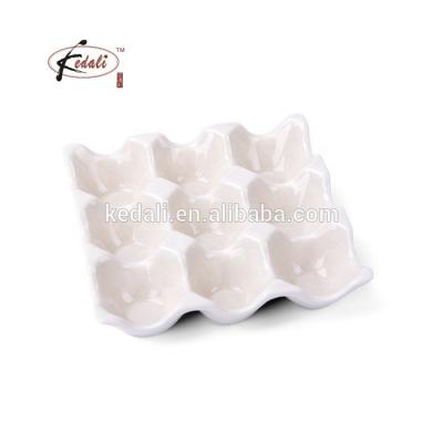 China Sustainable Wholesale Ceramic Custom Egg Tray Irregular Shaped Egg Holder Kitchen Egg Box Anti Slip Egg Box for sale