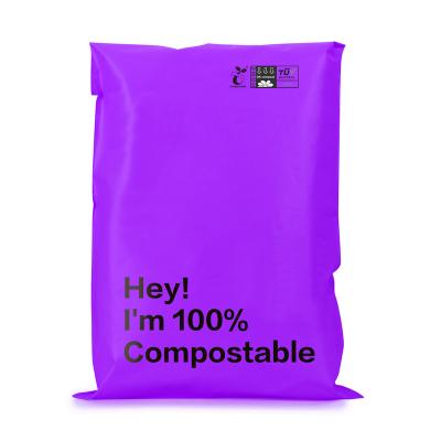 China Strong Adhesive Logo On Purple Pattern Shipping Poly Custom Compostable Logo for sale