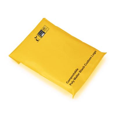 China Strong Adhesive Composatble Biodegradible Poly Custom Size Yellow Mailer Bag for sale