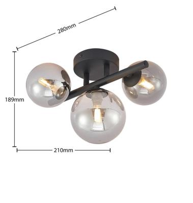 China Modern Professional Made Quality Guaranteed Pretty Glass Ball Wall Light Black Iron Frame Vanity Lamp for sale