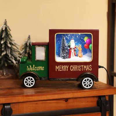 China Musical Resin Train Craft with Mini Snow Train for Kid Christmas Craft Rail Train with Light and Music for sale