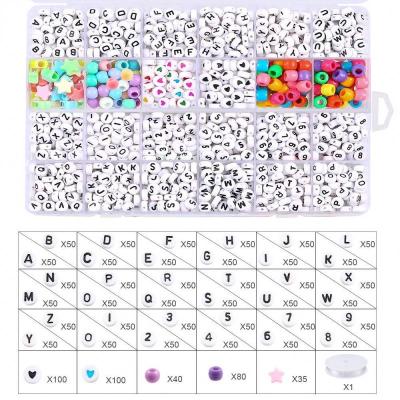 China DIY Jewelry Making Amazon 24 Slots 1200 Pcs Arabic Alphabet Letter Acrylic Beads Set Box For Jewelry Diy Making for sale