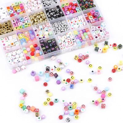 China Jewelry Making Amazon Colorful Letter Beads Set 24 Grids Acrylic Letter Beads Box for sale