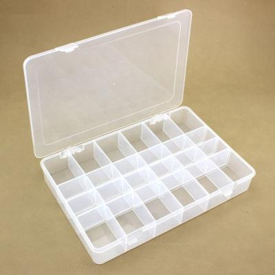 China Sustainable 24 Grids Clear Plastic Adjustable Removable Dividers Transparent Storage Container Box for sale