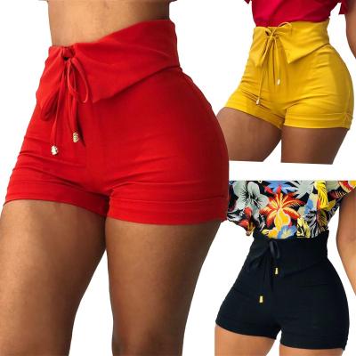 China QUICK DRY Europe and the United States burst summer women's pure color hot pants tied character shorts for sale