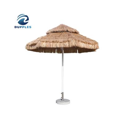 China Manual open & New Design Narrow Sun Shade Double Layer Large Outdoor Patio Umbrella Column Folding Thatched Center Parasol for Garden Pool Beach for sale