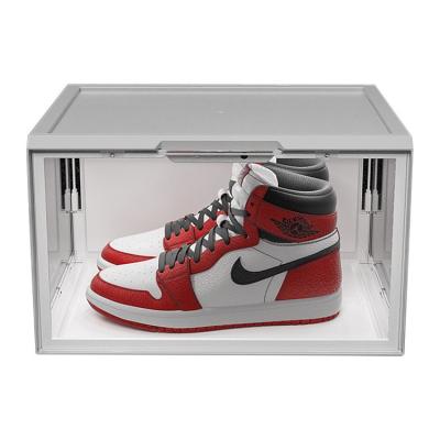 China Durable Customized Logo Side Open LED Light Shoes Transparent Plastic Storage Containers Shoe Box for sale