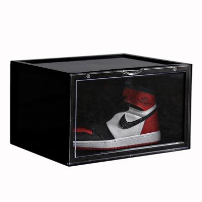 China Viable Hot Side Open Storage LED Light Plastic Transparent Shoes Containers Shoe Box for sale