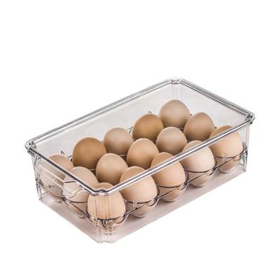 China Freshness Preservation 24 Grids Fridge Storage Organizer Clear Transparent Egg Tray Stackable Food Bin for sale