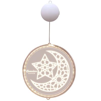 China 2022 Acrylic Muslim Islam Decor Star Moon Castle Shaped Eid Mubarak Kareem Ramadan Series 16cm Wall Hanging Acrylic Pendant Led Light for sale