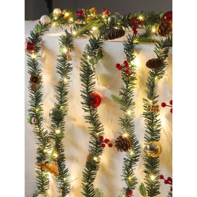 China Creative Indoor Rattan Christmas Decoration Rattan Pine Branch String Light Holiday Decoration Mall Window Light Arrangement Li for sale