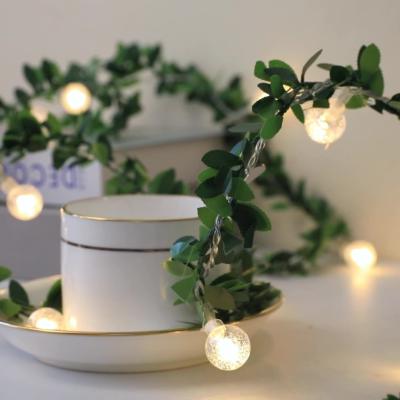 China Indoor Decoration Led Simulation Rattan String Light Bubble Ball Cherry Blossom Green Rattan Copper Wire Light Bee Room Decoration String for sale