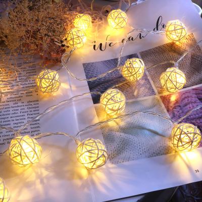 China 10LED Indoor Wooden Decoration Rattan Ball Battery Box String Party Lights Garden Indoor and Outdoor Decoration LED Lights for sale