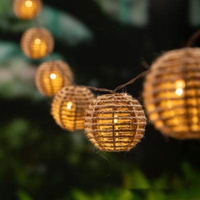 China Outdoor Decoration Solar Ball Led Yard Light Outdoor Garden Party Decorative String Light Ball String Hemp String Light for sale