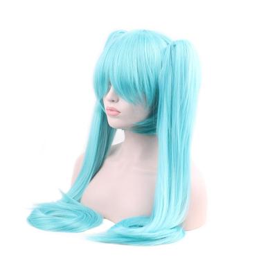 China Long Silky Straight Wave Cosplay Wigs With Chip Ponytailss Vocaloid Miku Green Wig for sale