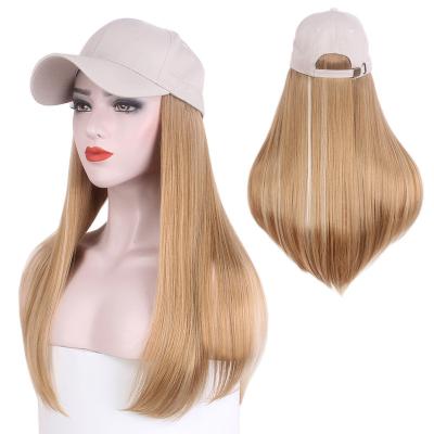 China Adjustable Silky Straight Wave Hair Wigs With Long Synthetic Women Baseball Cap Wig for sale