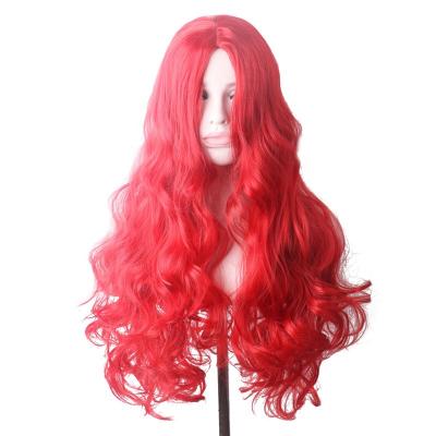 China Wholesale Cosplay Cheap Red Heat Resistant Synthetic Wavy Wigs Long Water Wave Women Hair for sale