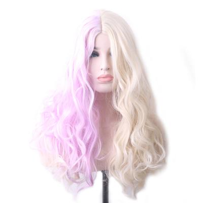 China Cheap Water Wave Women Colored Heat Resistant Synthetic Wigs Ombre Cosplay Wig Wavy Long Hair for sale