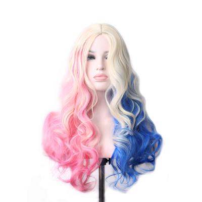 China Common Cheap Colorful Water Wave Ombre Hair Heat Resistant Synthetic Wigs Long For Women Cosplay Wavy Wig for sale