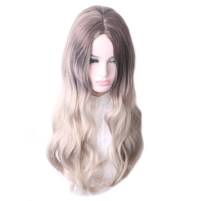 China Cheap Water Wave Heat Resistant Colorful Wigs Long For White Women Ombre Wig Cosplay Wavy Synthetic Hair for sale