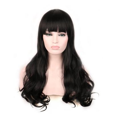 China Cheap Heat Resistant Water Wave Cosplay Wigs Long For Women Synthetic Hair Wavy Wig With Bangs for sale