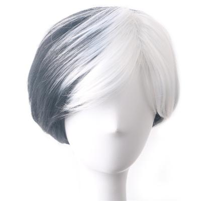 China Synthetic Ombre Hair Bob Short Wig With Bangs Cosplay White Straight Wigs Anime Water Wave Black Blend for sale