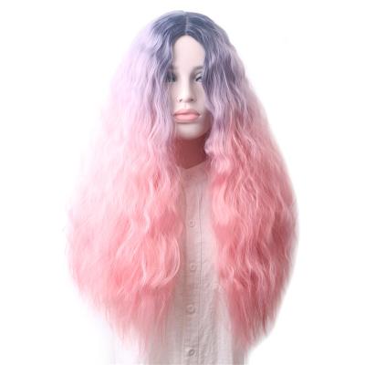 China Spring Curl Rainbow Corn Fluffy Colorful Synthetic Cosplay Wigs For Women Long Hair Curly Wig Female for sale